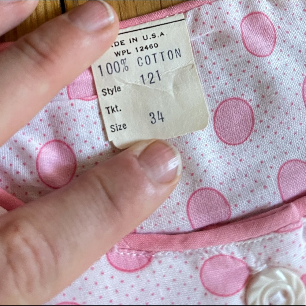 60s Vintage Dead-stock Pink Polka Dot PJ Set - Picture 7 of 10